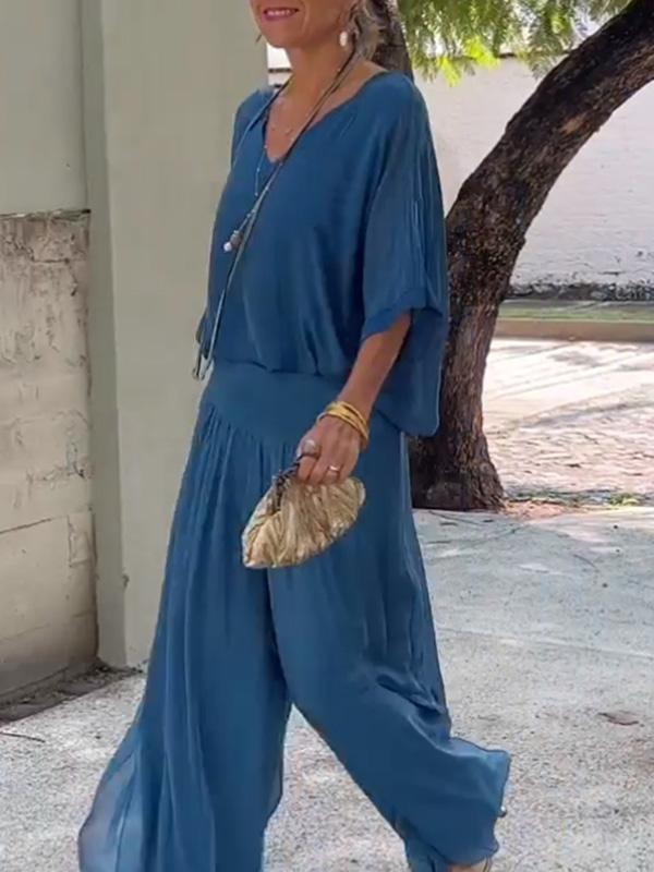 ESTRID – TWO-PIECE SET WITH ELEGANT CHIFFON TROUSERS