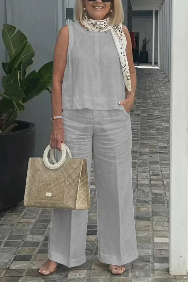 FREJA – SLEEVELESS COTTON AND LINEN SET