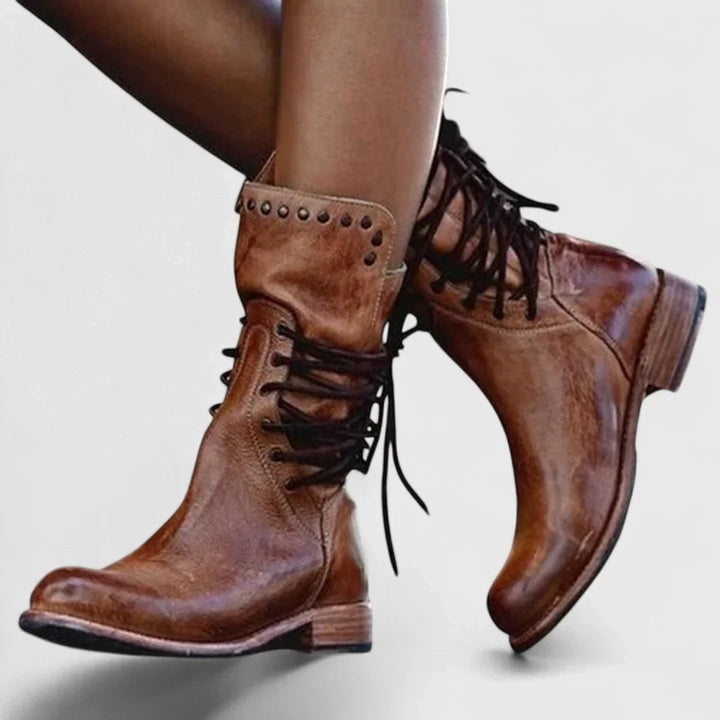 Thyra - Leather lace-up ankle boots for timeless style