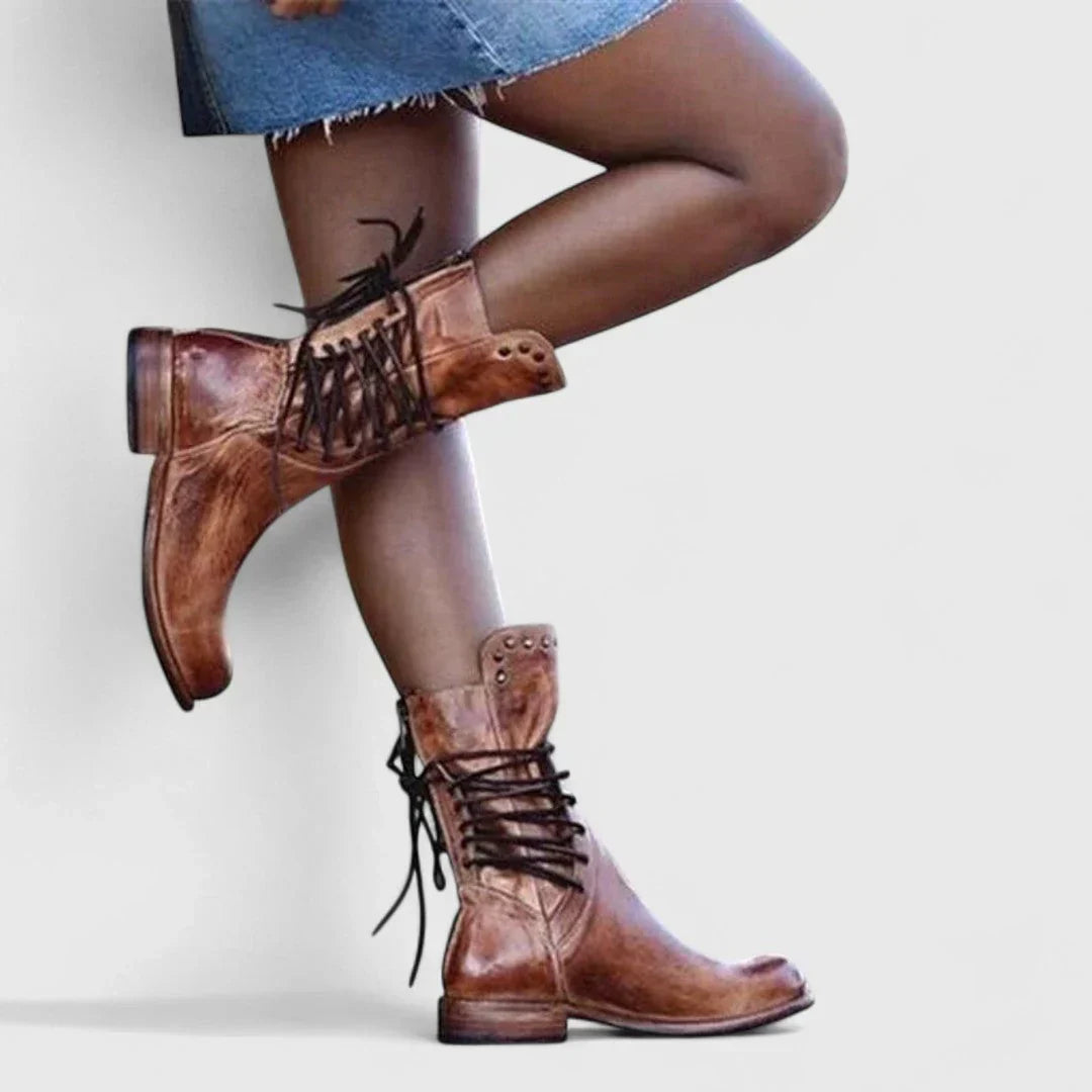 Thyra - Leather lace-up ankle boots for timeless style