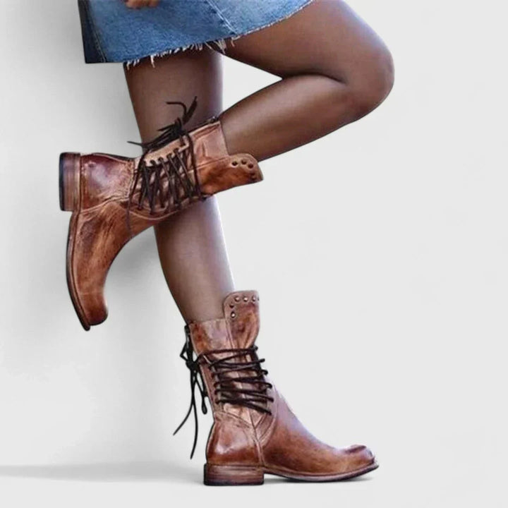 Thyra - Leather lace-up ankle boots for timeless style