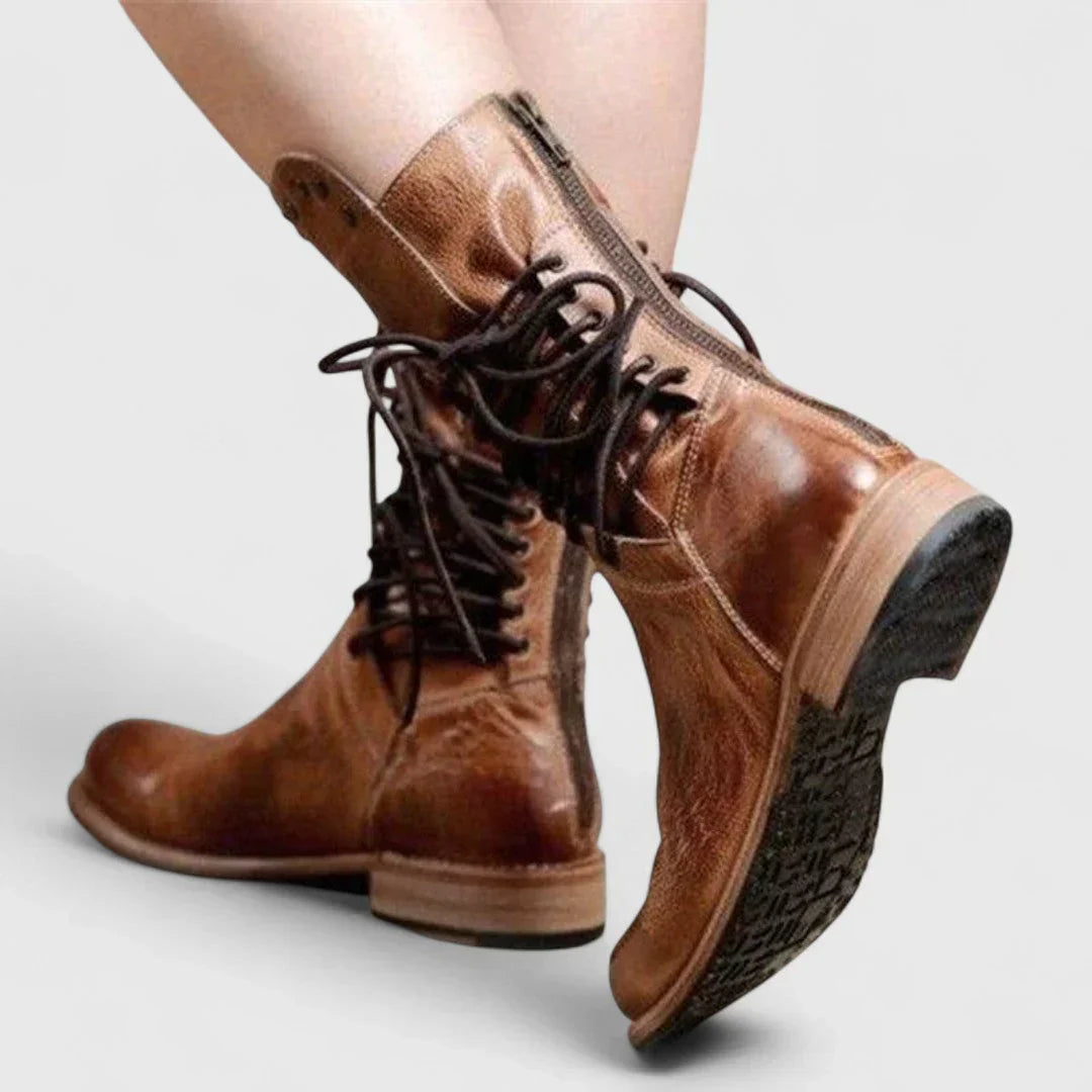 Thyra - Leather lace-up ankle boots for timeless style