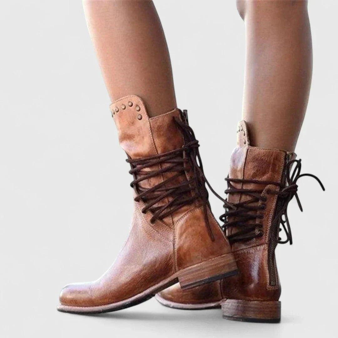 Thyra - Leather lace-up ankle boots for timeless style