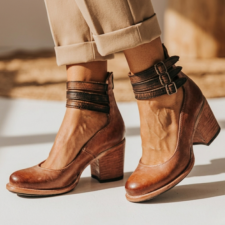Aisling - Comfortable Leather Heeled Shoes