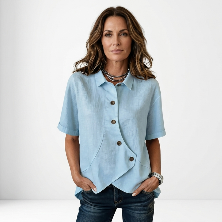 Johanne - Asymmetrical blouse with buttons