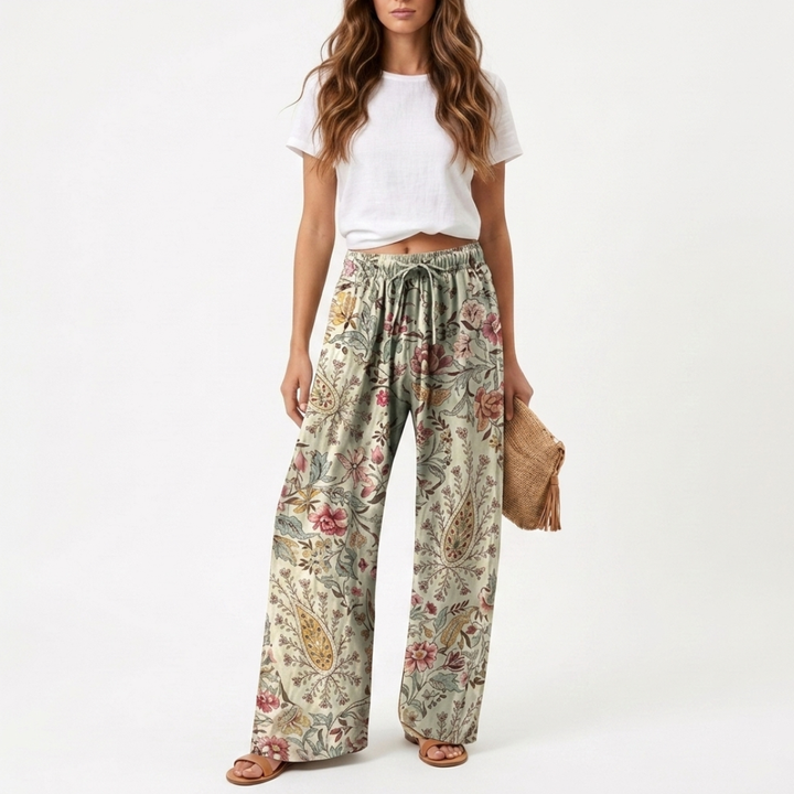 Róisín - High-Waisted Floral Pants