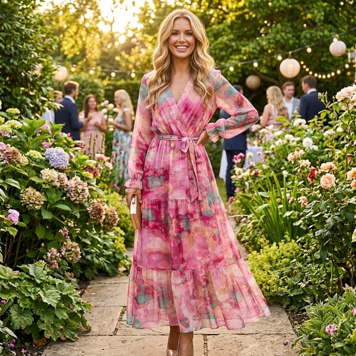 Ciara - Dress with Crossover Design and Floral Pattern