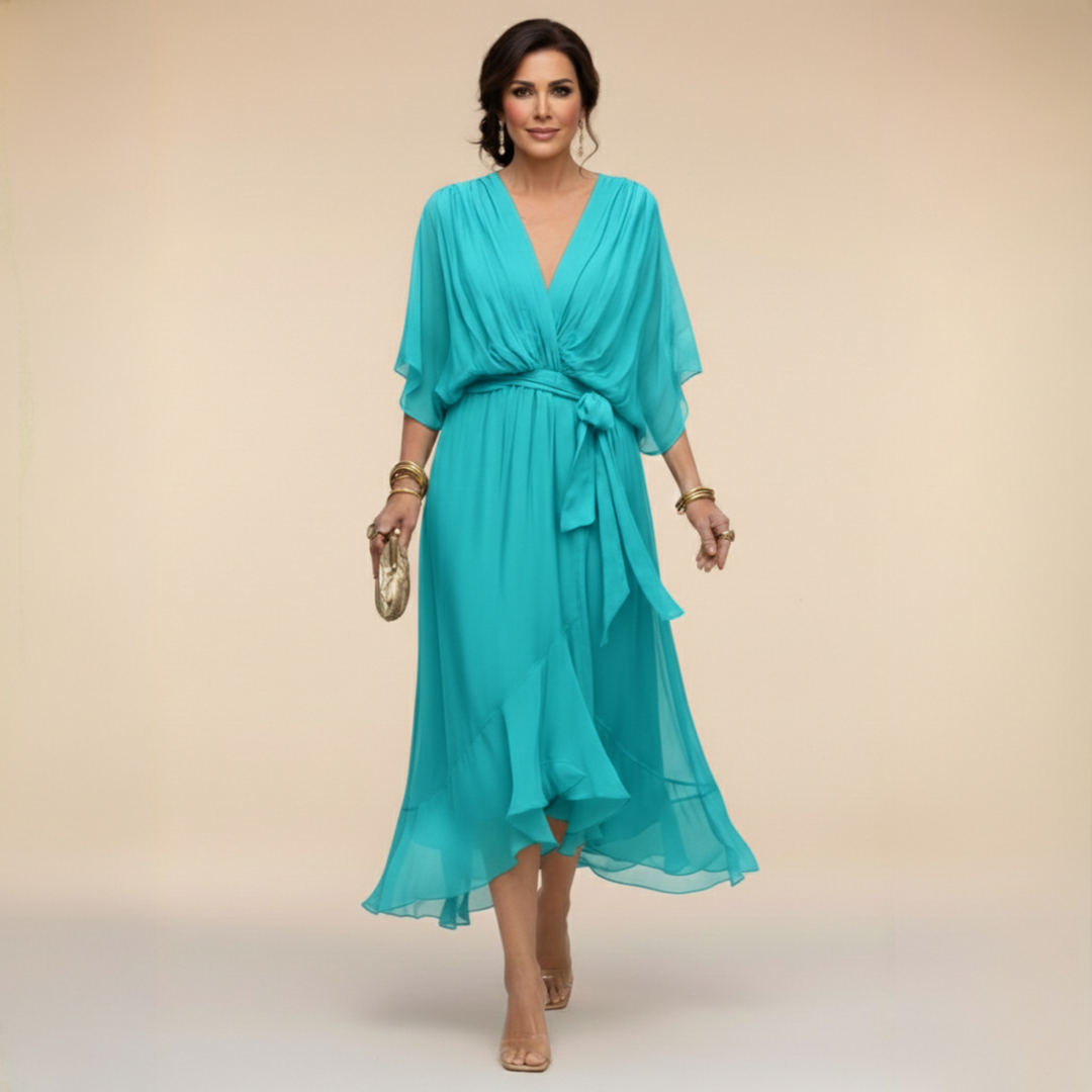 Monika - Chiffon Dress with V-Neck