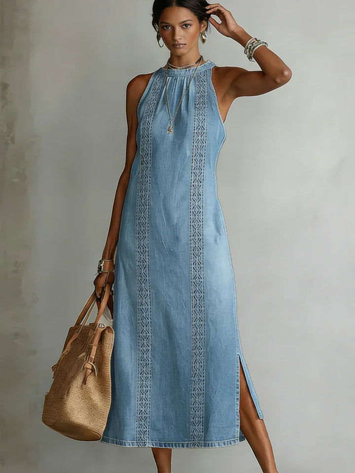 Aisling™ | Denim Dress with Retro Lace