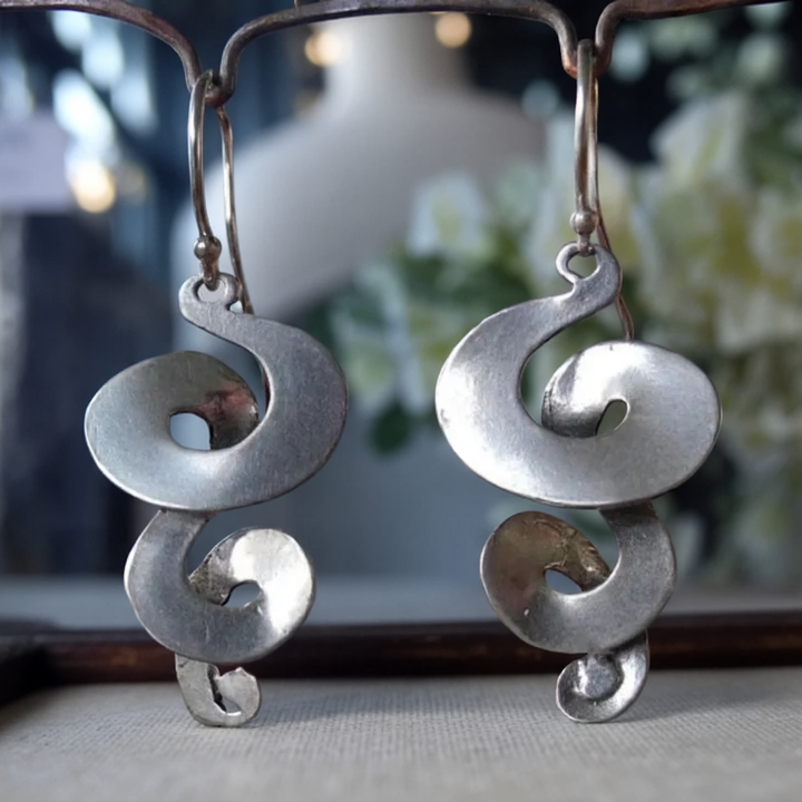 Vintage Spiral Earrings in Silver