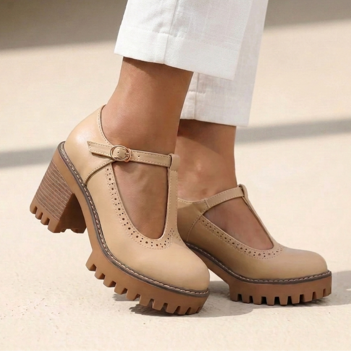 May - Elegant shoes with a heel and T-strap