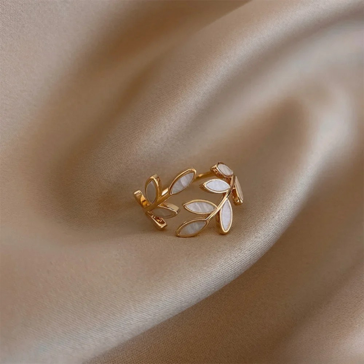 Aoife - Adjustable Ring with White Opal and Gold