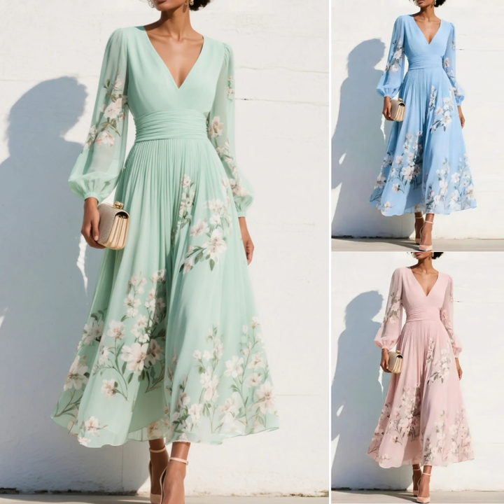 Vilhelmine – Floral Midi Dress with Spring Elegance