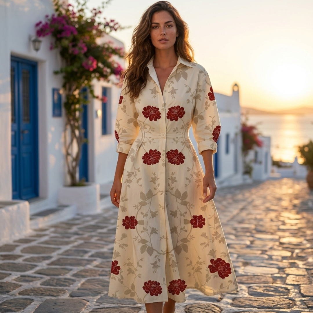 Linnea - Elegant Cotton Dress with Collar