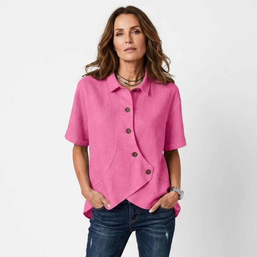 Johanne - Asymmetrical blouse with buttons