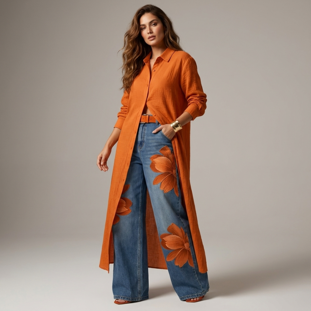 Carina - Set with trousers and long-sleeved shirt