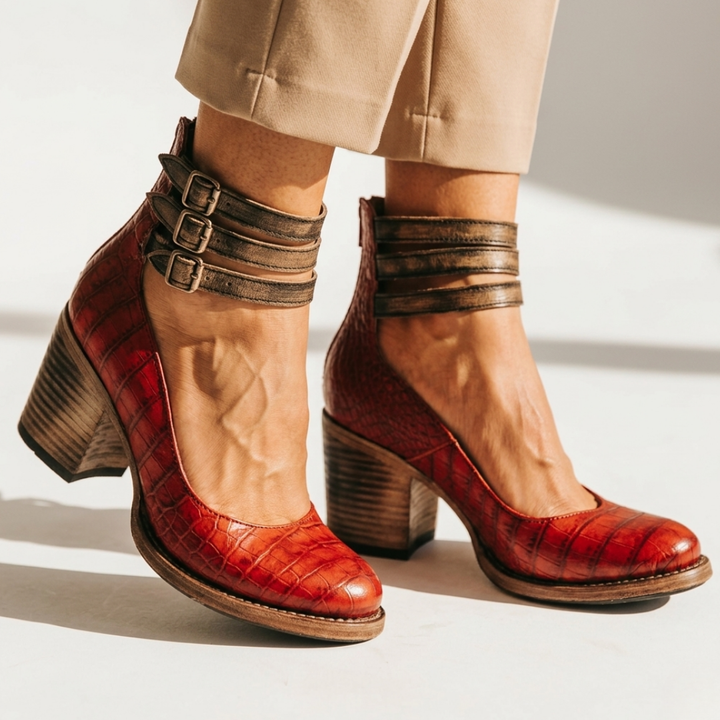 Aisling - Comfortable Leather Heeled Shoes