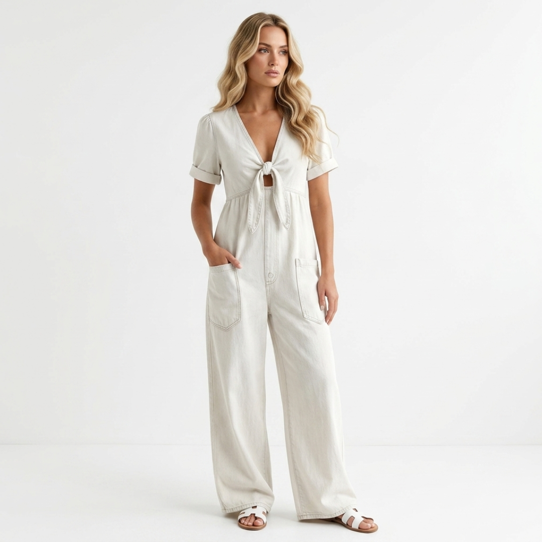 Bláthnaid - Denim Jumpsuit with V-Neckline