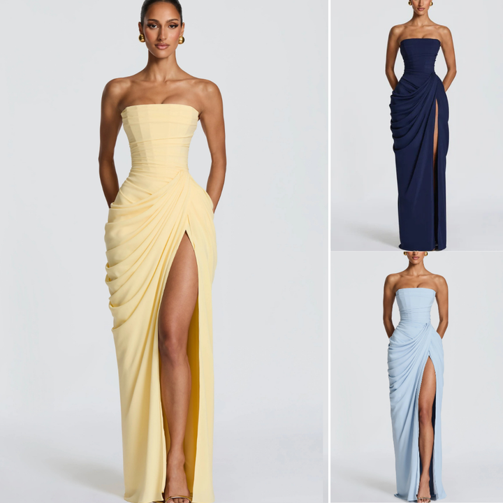 Nuala – Gala Maxi Dress with Corset and Refined Draping