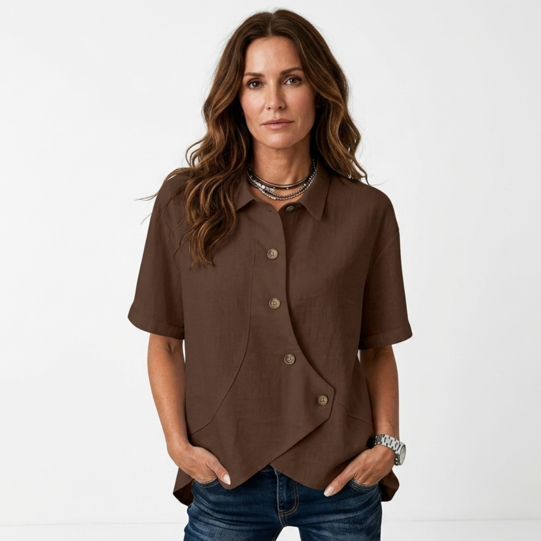 Johanne - Asymmetrical blouse with buttons