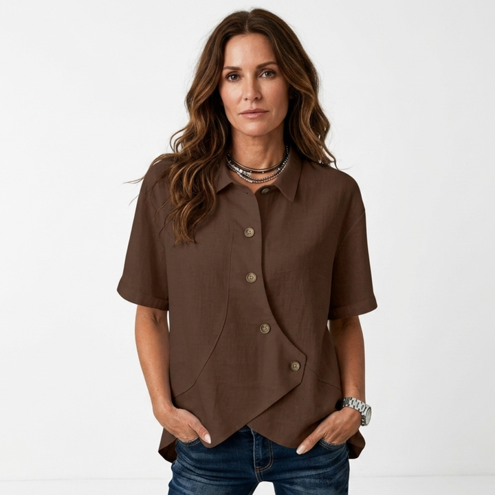 Johanne - Asymmetrical blouse with buttons