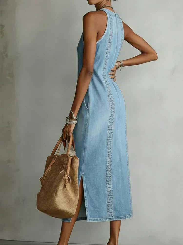 Aisling™ | Denim Dress with Retro Lace