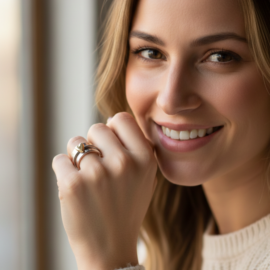 Fionnuala - Romantic Silver Ring with a Heart of Gold