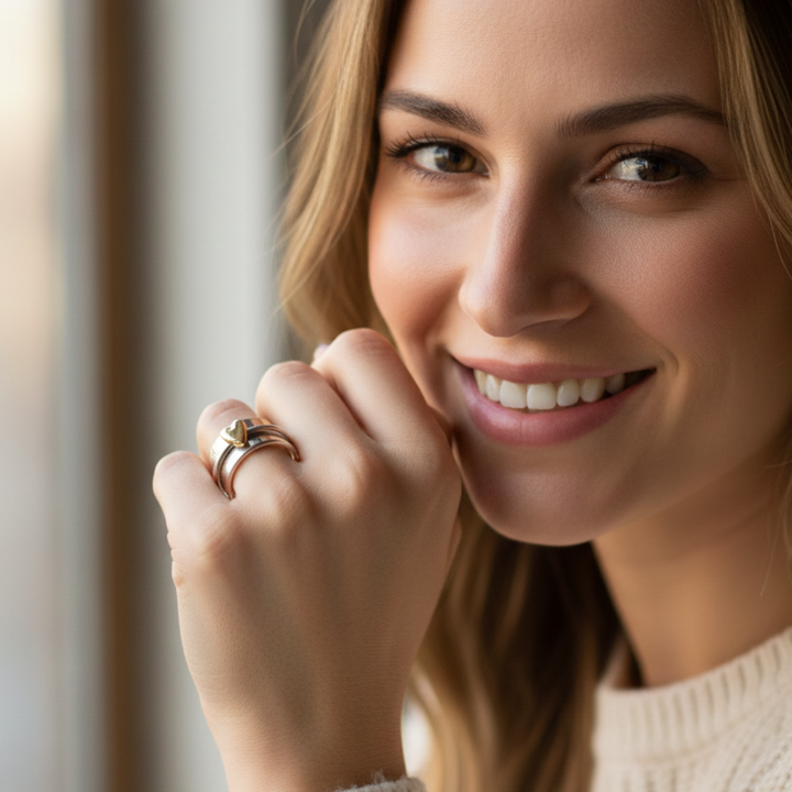 Fionnuala - Romantic Silver Ring with a Heart of Gold