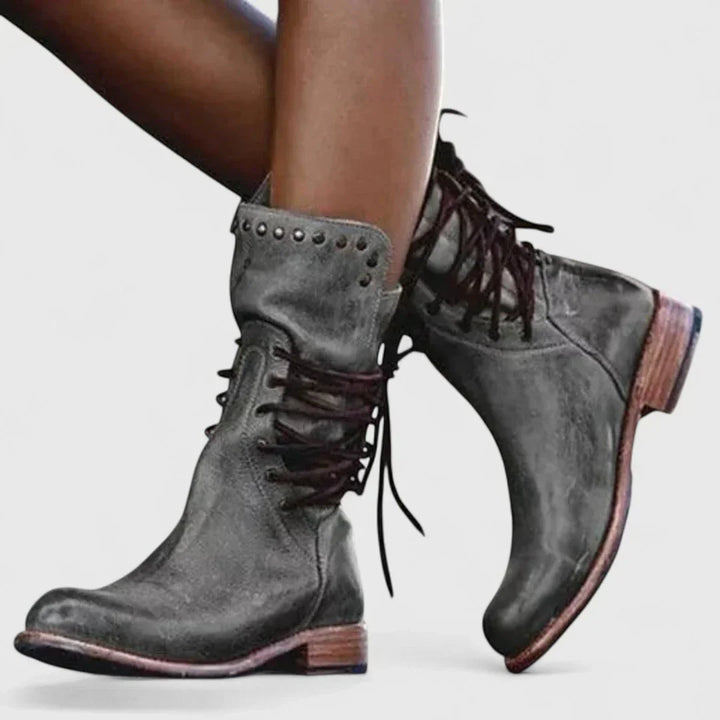 Thyra - Leather lace-up ankle boots for timeless style