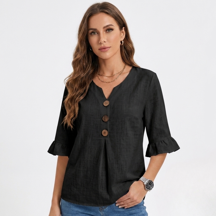 Lotte - Simple Blouse with Buttons