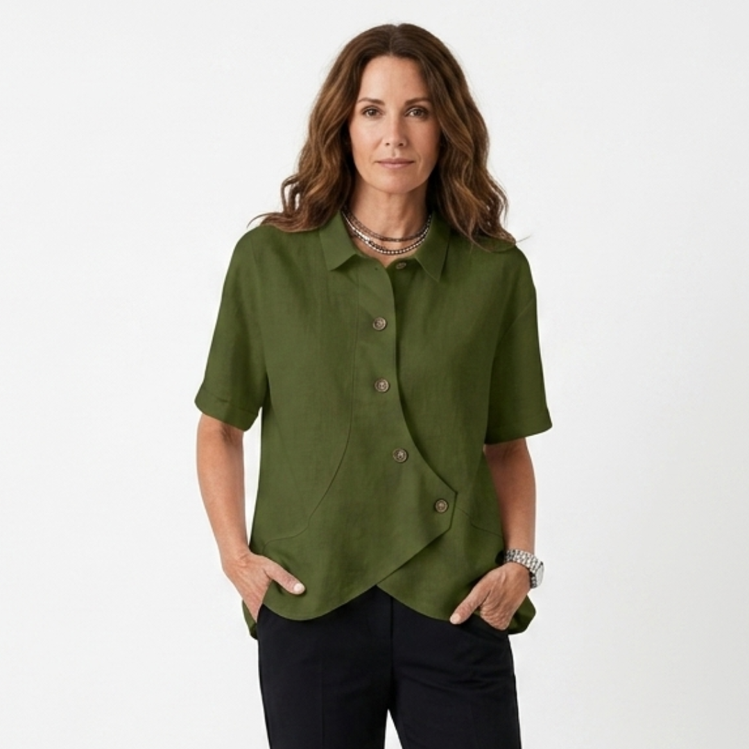 Johanne - Asymmetrical blouse with buttons