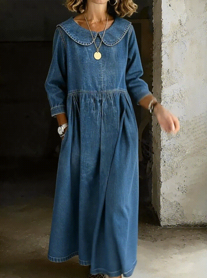 Caoimhe™ | Denim Dress with Peter Pan Collar