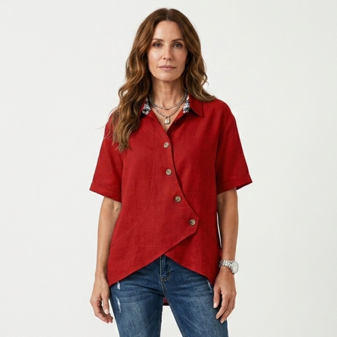 Johanne - Asymmetrical blouse with buttons
