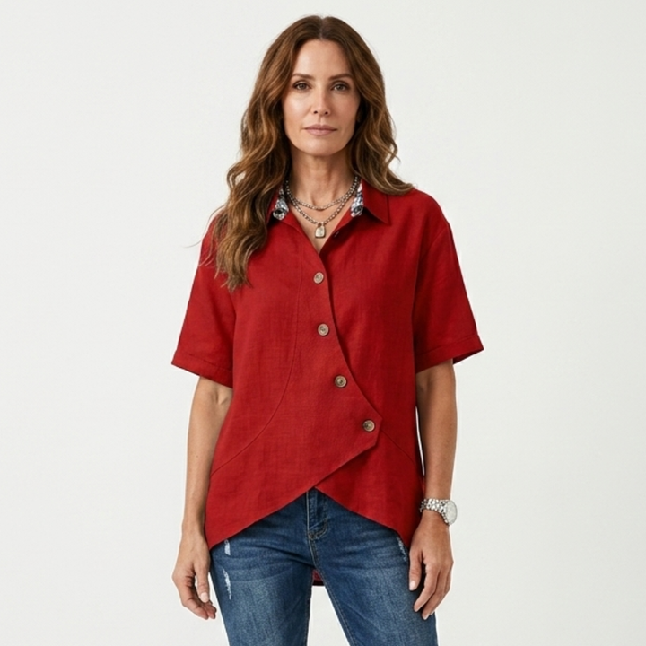 Johanne - Asymmetrical blouse with buttons