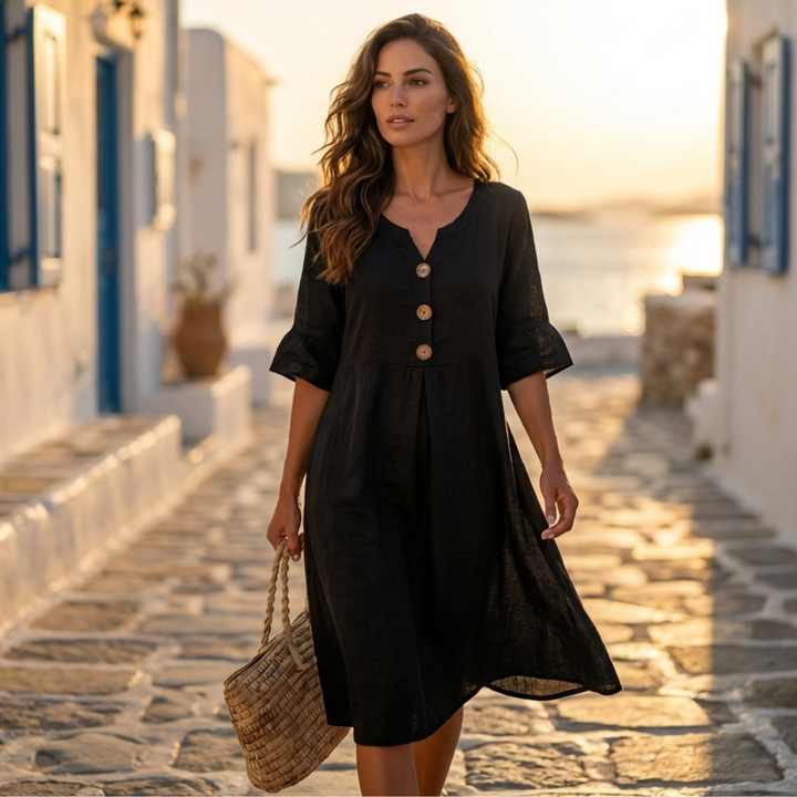 Sinéad - Dress with Puff Sleeves and Buttons