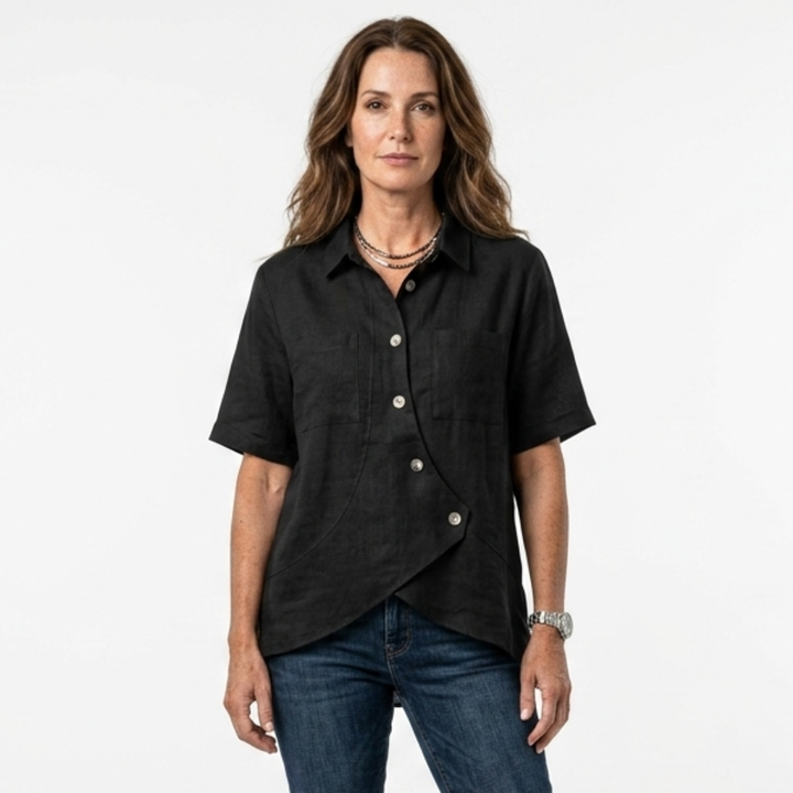 Johanne - Asymmetrical blouse with buttons