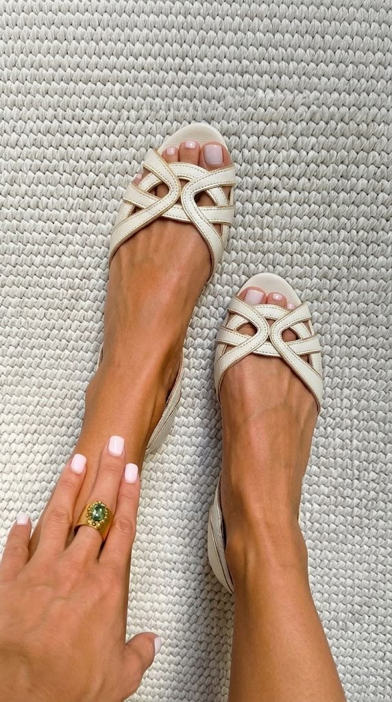 Ciara | Elegant Braided Cream Sandals