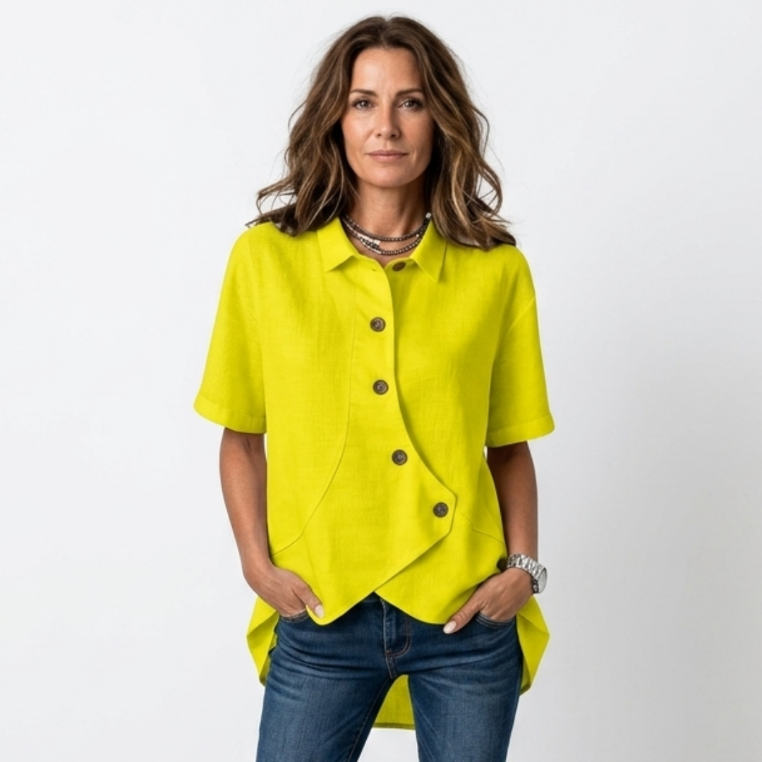 Johanne - Asymmetrical blouse with buttons