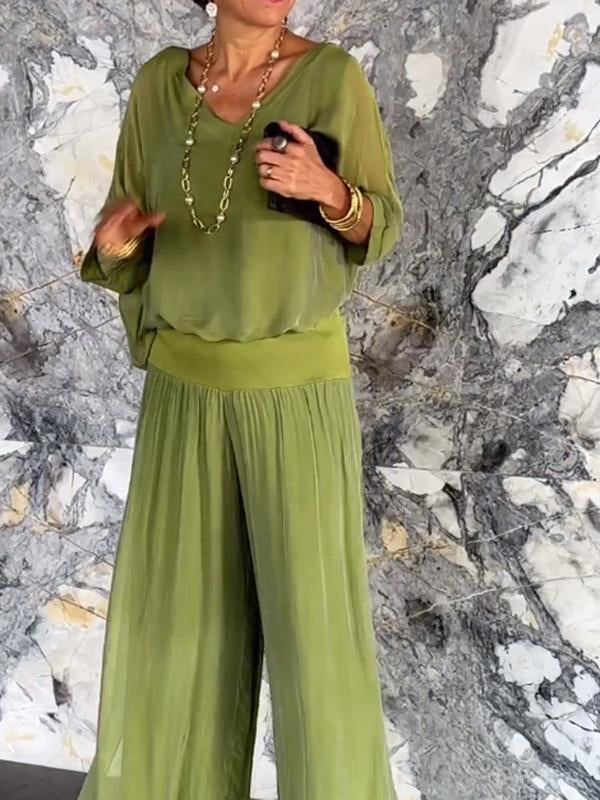 ESTRID – TWO-PIECE SET WITH ELEGANT CHIFFON TROUSERS