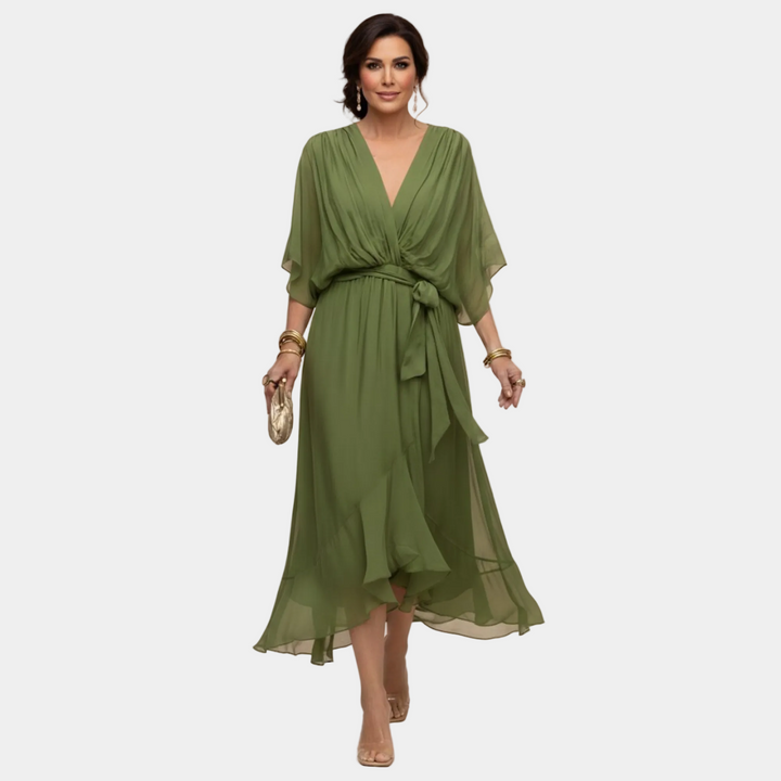 Monika - Chiffon Dress with V-Neck