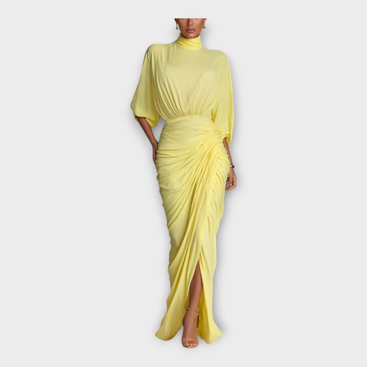 Long Dress with Elegant Pleats and Refined Design