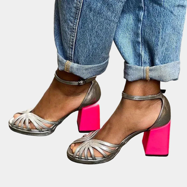 Aisling - Two-Tone Sandals with Ankle Strap