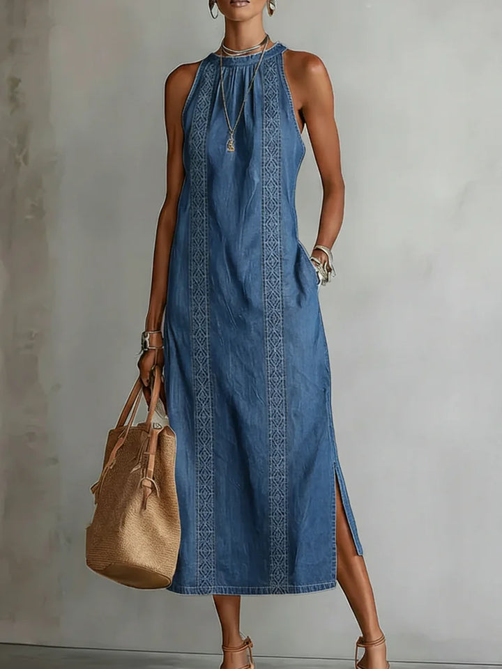 Aisling™ | Denim Dress with Retro Lace