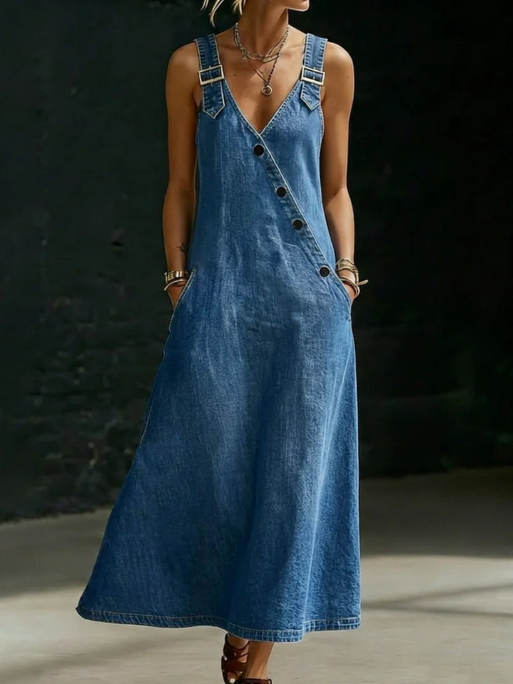 Vera™ | Long denim dress with buttons