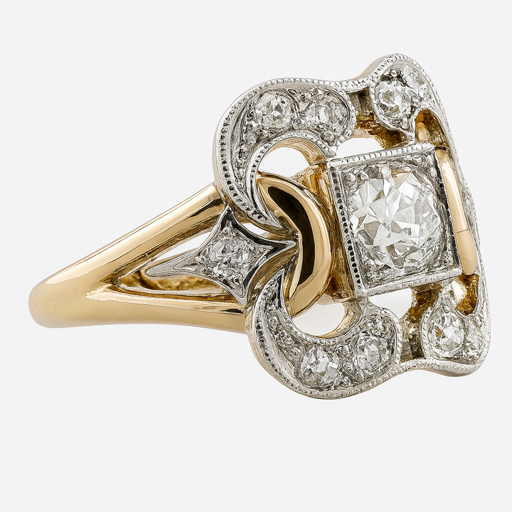 Margrethe - Vintage gold ring with zircons