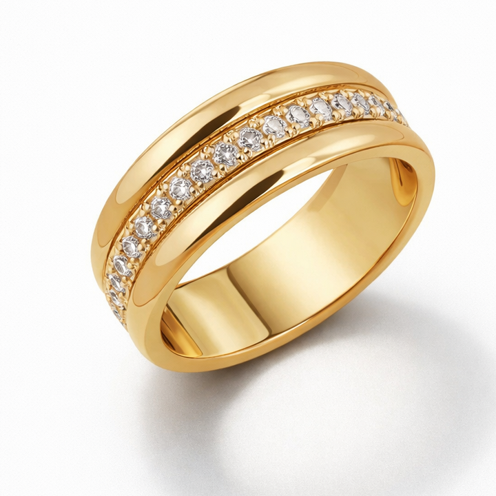 Siobhán - Elegant Ring with Zirconia and Built-in Double Decoration