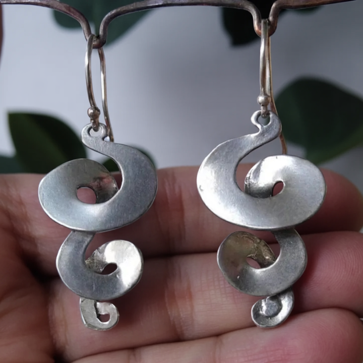Vintage Spiral Earrings in Silver