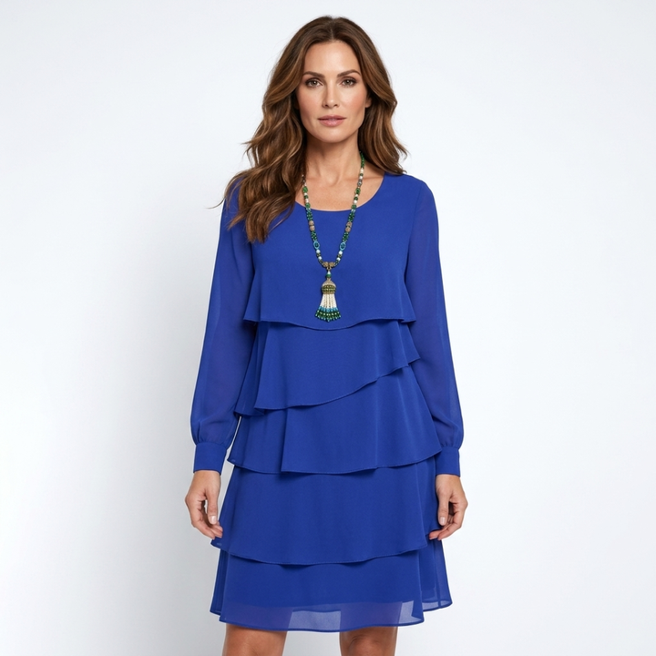 Aoife - Elegant Comfort Dress with Ruffles and Long Sleeves