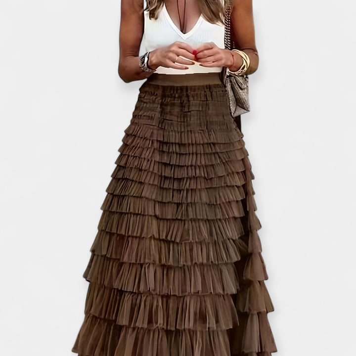 Boho Skirt with Mesh Trim
