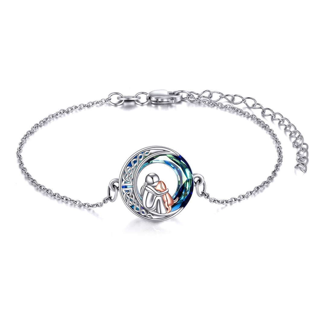 Adjustable Bracelet with Dog Pendant in 925 Silver